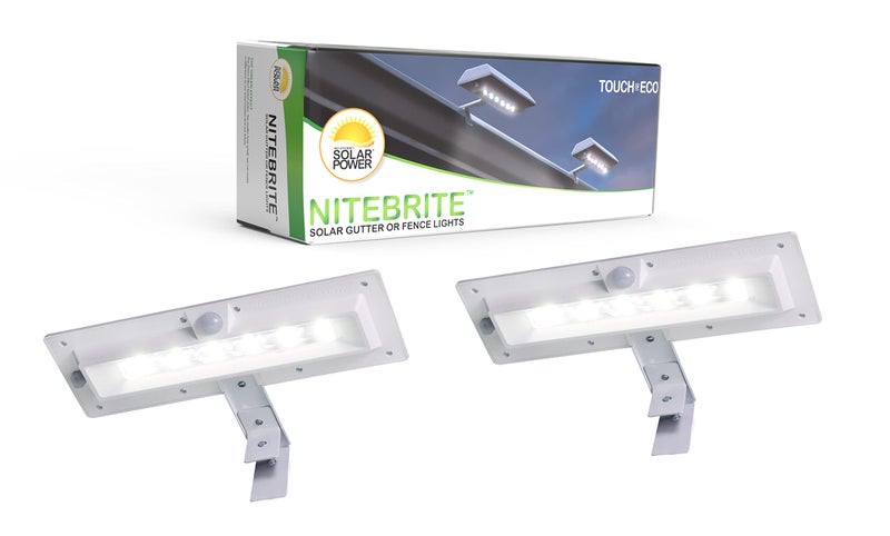 Touch Of ECO Nitebrite Solar LED Motion Detector Sensor Utility Security Outdoor Accent Lights -Automatic On/Off Weather Resistant Mount to Gutter or Fence 2 Pack - Image 1